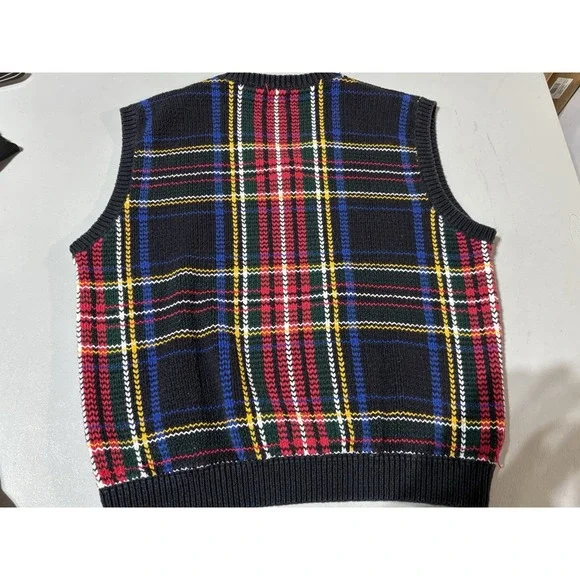 Vintage Gap Plaid Tartan Sweater Vest Size Large VGC 100% Cotton Y2K - Picture 3 of 5